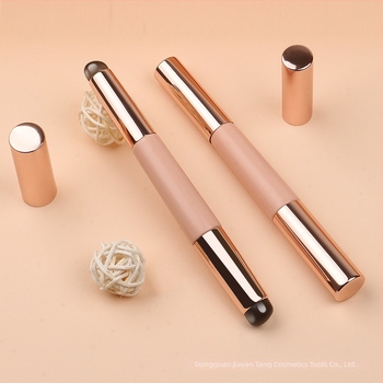 Perie de buze din silicon cu capăt dublu, vârf rotund, mâner din lemn, 1 perie, ambalaj OPP