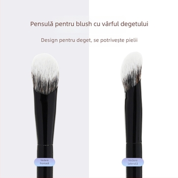 Pensulă de machiaj cu fibre de nylon, pensulă unghiulară pentru contur și blush, mâner din lemn, ambalaj OPP, 1 bucată