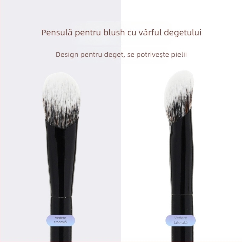 Pensulă de machiaj cu fibre de nylon, pensulă unghiulară pentru contur și blush, mâner din lemn, ambalaj OPP, 1 bucată