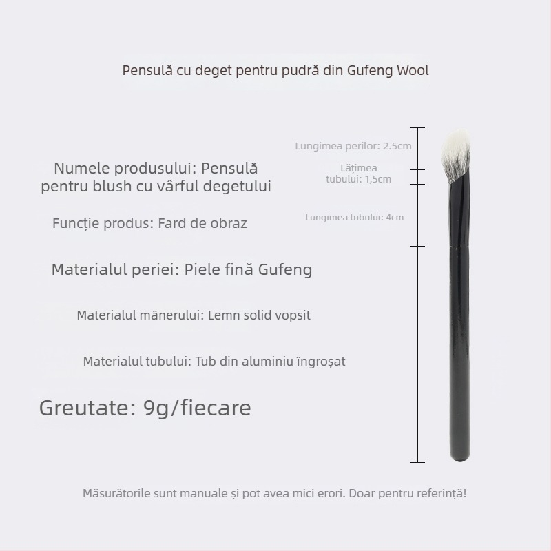 Pensulă de machiaj cu fibre de nylon, pensulă unghiulară pentru contur și blush, mâner din lemn, ambalaj OPP, 1 bucată