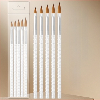 Set de pensule pentru unghii: stil cristal, pensule gravate pentru desen și estomare, 5 piese, mâner din plastic, portabil