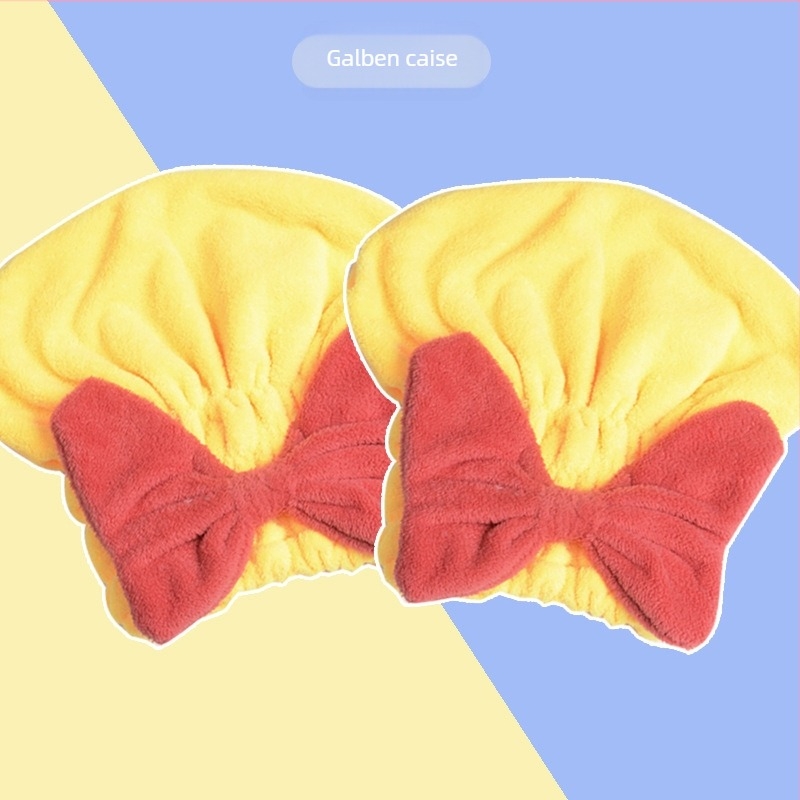 Șapcă de uscare a părului din fleece coral, model cu fundă, trage peste cap, foarte absorbantă și uscare rapidă pentru femei (Material: fleece coral; Fire: 21 fire; Finisaj: tiv; Greutate: 50–79 g)