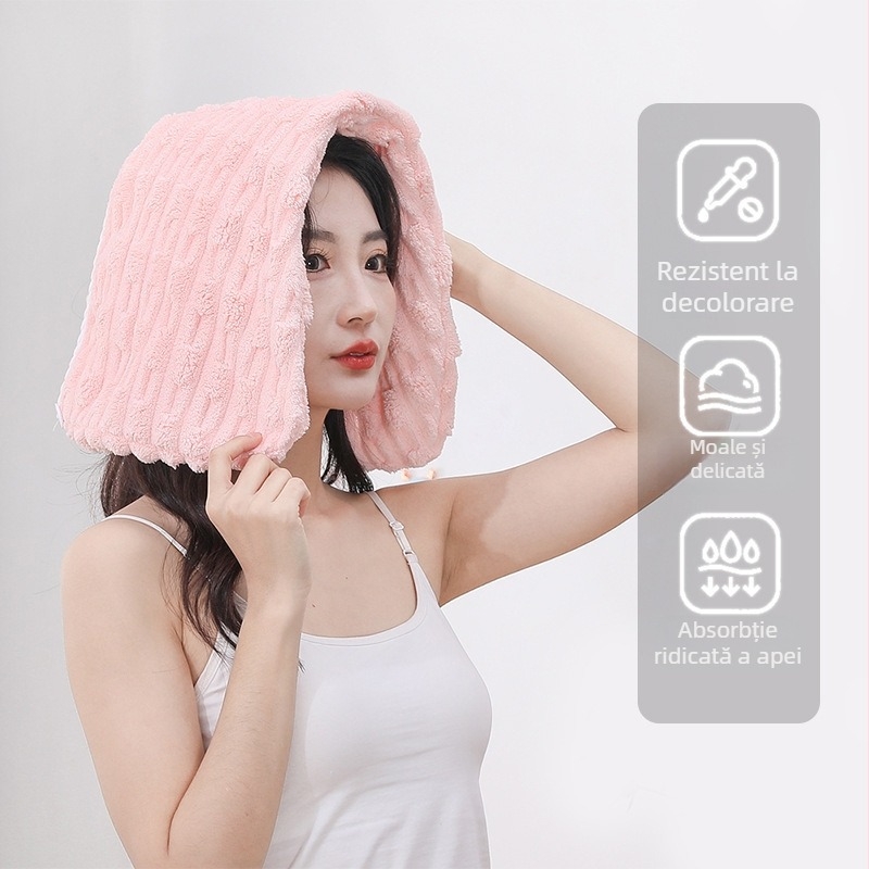 Pălărie de uscare a părului din velur coral, denier 150D, cusută, 80-99 g