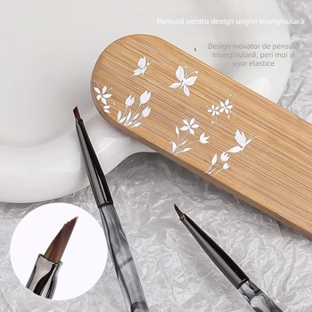 Creion pentru artă unghii cu vârf triunghiular, mâner din acrilic, 1 set pensule, OEM Han Ying