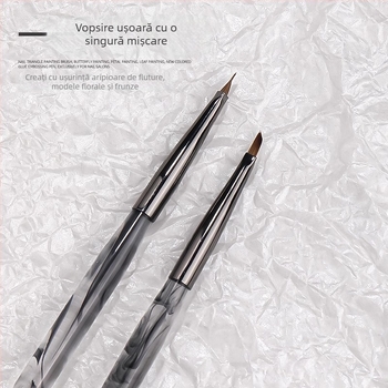 Creion pentru artă unghii cu vârf triunghiular, mâner din acrilic, 1 set pensule, OEM Han Ying