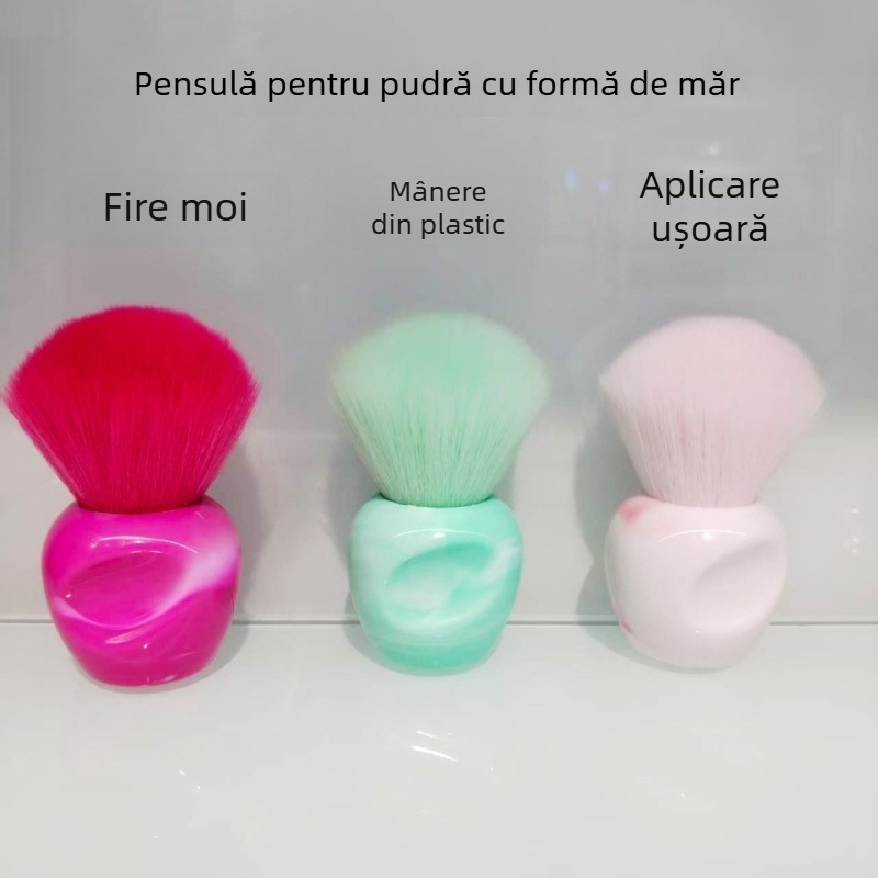 Pensulă pudră și blush, fibre sintetice, mâner din plastic, portabil, lungimea părului 45, lungimea totală 8 cm, 1 bucată