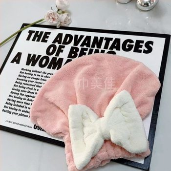 Bonetă de uscat păr din velur, funda în stil prințesă, moale și absorbantă, fir 150D, personalizabilă, Tissue beauty, 80-99 g