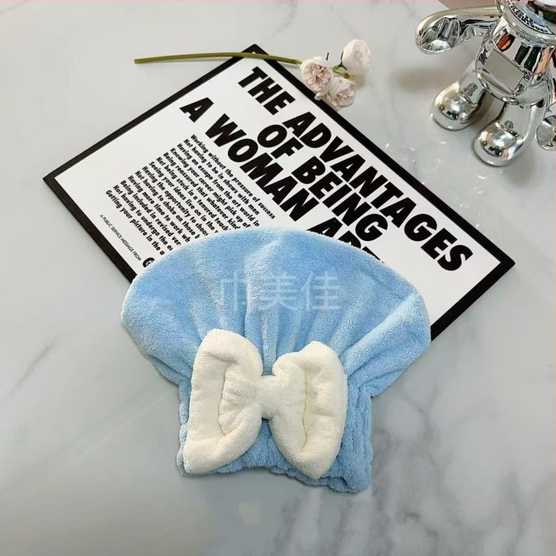 Bonetă de uscat păr din velur, funda în stil prințesă, moale și absorbantă, fir 150D, personalizabilă, Tissue beauty, 80-99 g