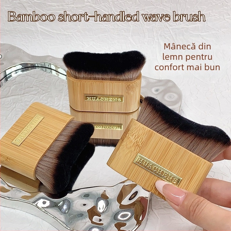 Perie pentru praf de manichiură cu mâner scurt, peri ondulate flexibile pentru curățare