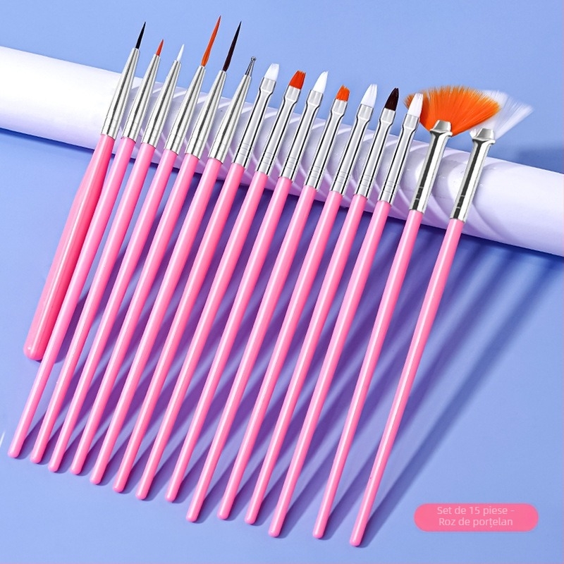 Set pensule de manichiură, 15 buc., mâner din plastic, ambalare OPP