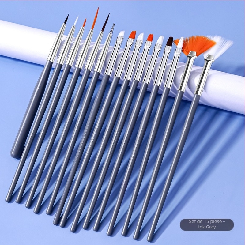 Set pensule de manichiură, 15 buc., mâner din plastic, ambalare OPP