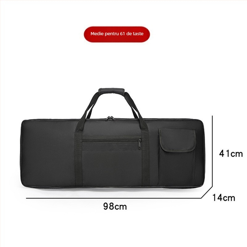 Geantă impermeabilă pentru pian electronic, compatibilă cu 61/76/88 taste, exterior Oxford, căptușeală poliester, curea de umăr curbată