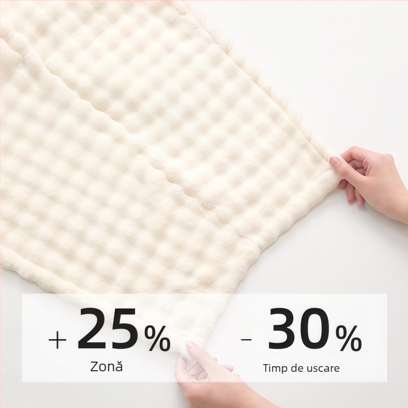 Prosop de păr din fibră ultrafină, 32 fire, greutate 100–119 g, fără scame și fără decolorare.