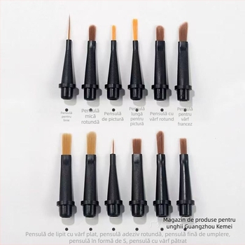 Ke Meier Set Pensule Arta Unghii cu 12 Pensule Înlocuibile, Mâner din Plastic Portabil, Ambalaj Cadou pentru Gel – Gradient și Linii Fine