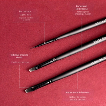 Set pensule pentru unghii, 5 bucăți, cu mâner din lemn și tijă lungă