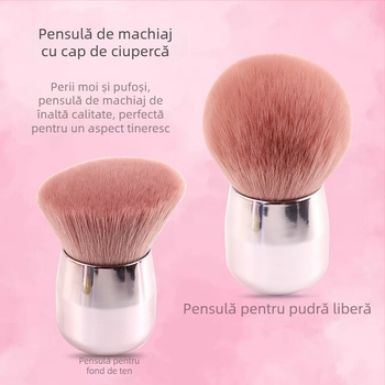 Pensulă de machiaj din fibre sintetice, mâner din plastic, geantă, ambalaj unic