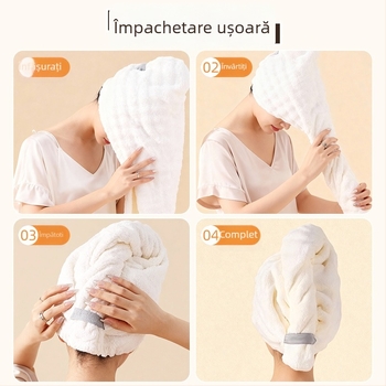 Bonetă pentru uscat părul din fleece coral, ultra-absorbantă și uscare rapidă, design dintr-o singură bucată, pentru femei și adulți, reutilizabilă