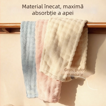 Bonetă pentru uscat părul din fleece coral, ultra-absorbantă și uscare rapidă, design dintr-o singură bucată, pentru femei și adulți, reutilizabilă
