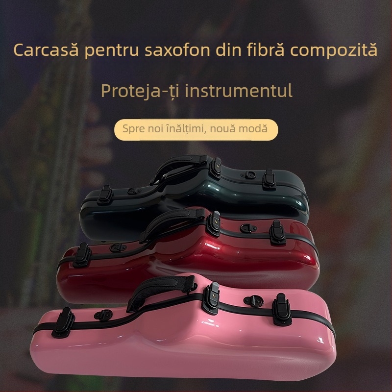 Carcasă de saxofon - construcție ABS+PC, Sanson, impermeabilă și rezistentă la uzură, curea de spate cu pernă de aer