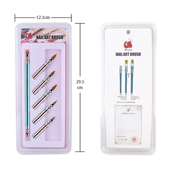 Set de pensule pentru unghii, 10 bucăți, capete înlocuibile, fibre nylon, mâner metalic, design portabil