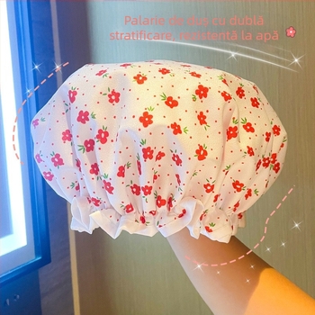 Pălărie de duș dublu strat din PVC, impermeabilă pentru adulți, pentru baie și machiaj, reutilizabilă