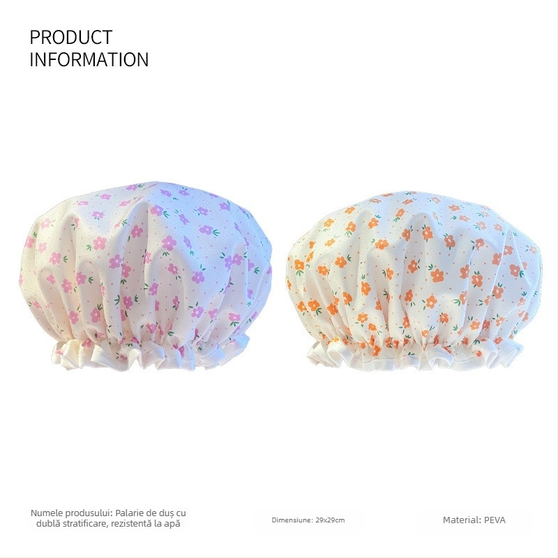 Pălărie de duș dublu strat din PVC, impermeabilă pentru adulți, pentru baie și machiaj, reutilizabilă