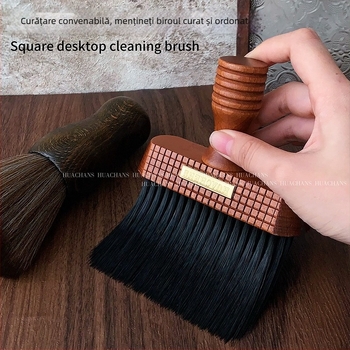Perie de praf pentru manichiură din lemn de santal, perie pătrată de birou pentru curățare cu peri moi, instrument de îndepărtare a prafului, conținut net 120