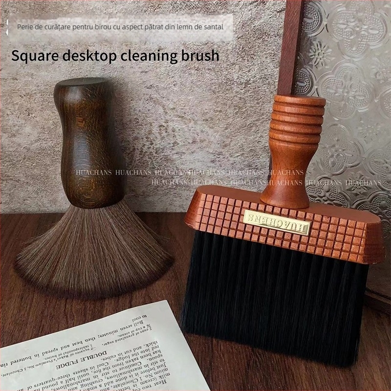 Perie de praf pentru manichiură din lemn de santal, perie pătrată de birou pentru curățare cu peri moi, instrument de îndepărtare a prafului, conținut net 120