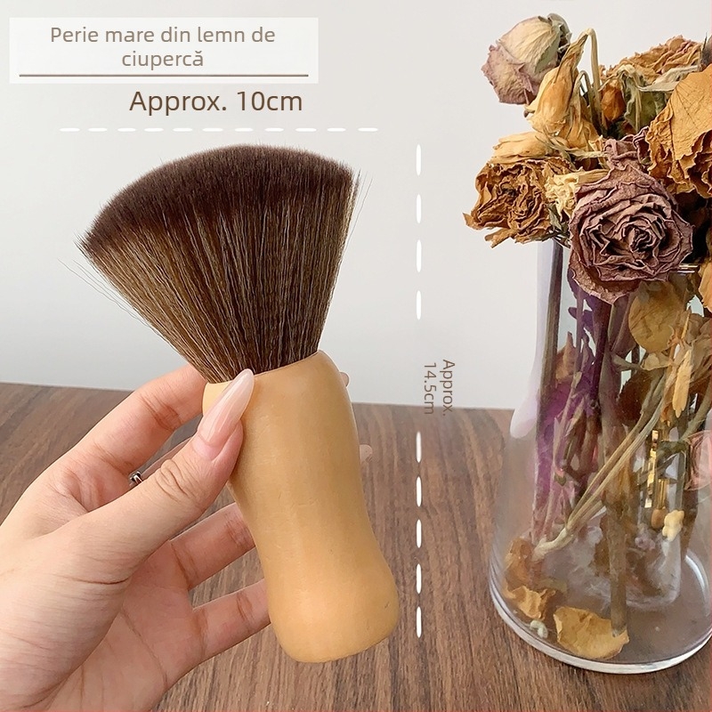 Perie de praf pentru manichiură din lemn de santal, perie pătrată de birou pentru curățare cu peri moi, instrument de îndepărtare a prafului, conținut net 120