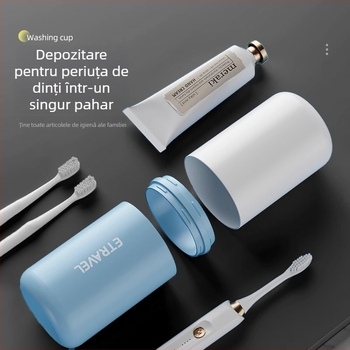 Suport pentru periuțe de dinți pentru călătorii — plastic, stil Nordic, set cu pahar de clătire, pahar pentru pastă de dinți și cutie de depozitare din trei piese