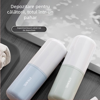 Suport pentru periuțe de dinți pentru călătorii — plastic, stil Nordic, set cu pahar de clătire, pahar pentru pastă de dinți și cutie de depozitare din trei piese