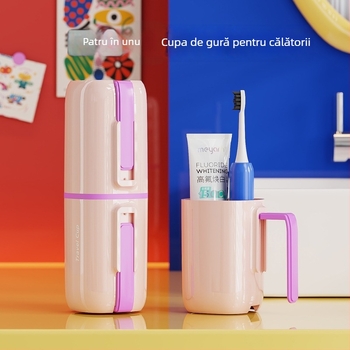 Suport pentru periuțe de dinți, din plastic, 4 compartimente, montaj fără găuri, imprimare logo disponibil