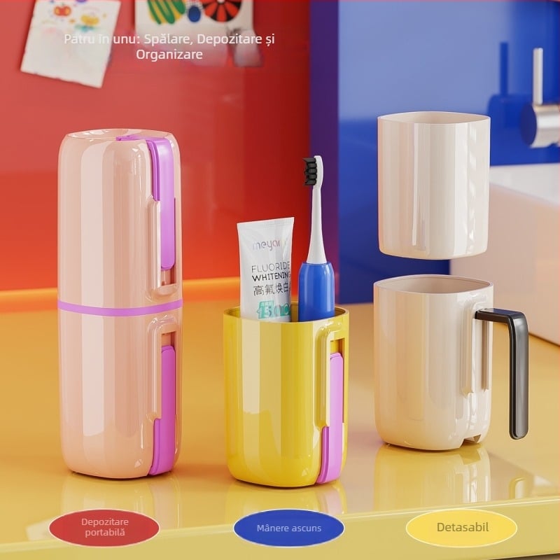 Suport pentru periuțe de dinți, din plastic, 4 compartimente, montaj fără găuri, imprimare logo disponibil