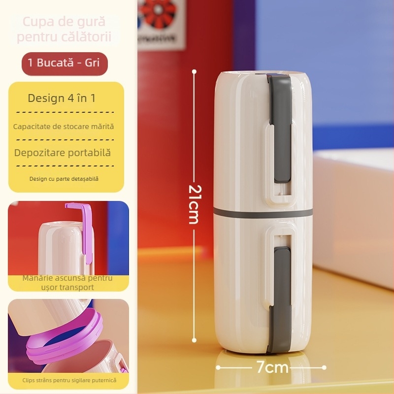 Suport pentru periuțe de dinți, din plastic, 4 compartimente, montaj fără găuri, imprimare logo disponibil