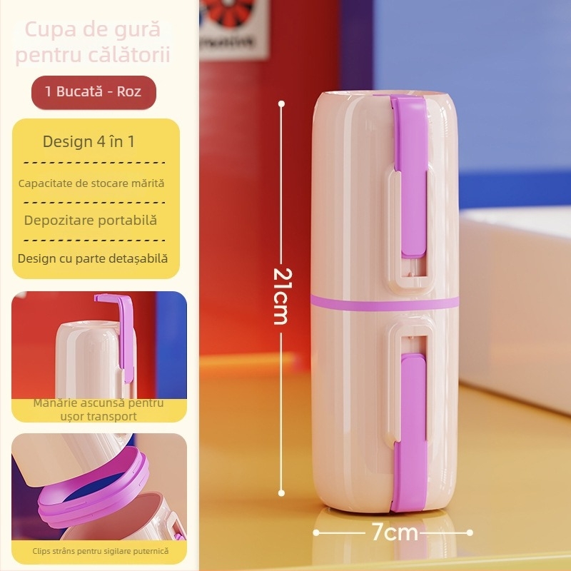 Suport pentru periuțe de dinți, din plastic, 4 compartimente, montaj fără găuri, imprimare logo disponibil