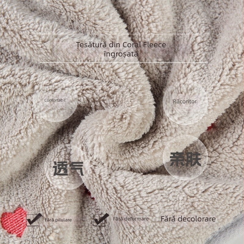 Șapcă pentru uscat părul - brodată, fleece coral, 50-79 g