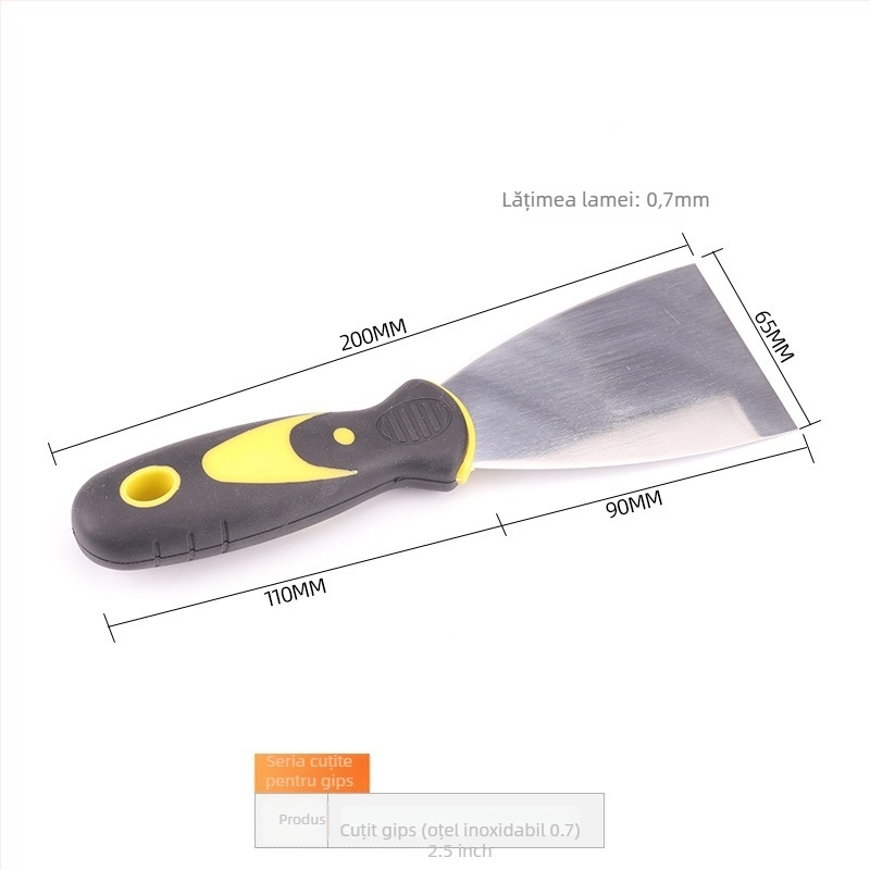 Cuțit de chit din oțel inoxidabil cu lamă îngroșată, mâner din plastic, pentru montaj