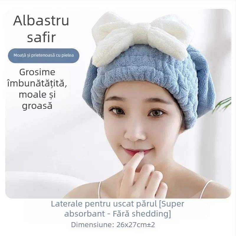 Pălărie de uscare rapidă pentru păr, dublu strat, foarte absorbantă, Model D1, 120D Coral Fleece, Plain Weave, 140–169 g