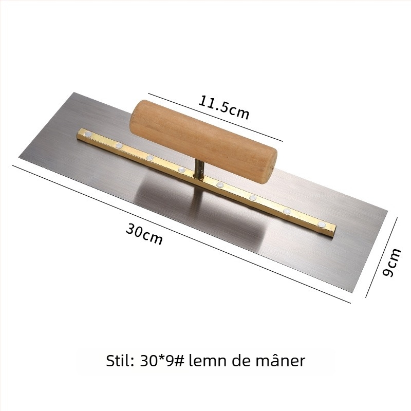 Spatulă pentru ipsos și tencuială, din oțel Mn cu elasticitate înaltă, grosime 5–5,5 mm, mâner din lemn Ø2,9 cm, brand Double Best, pentru pastă, ipsos și nivelare
