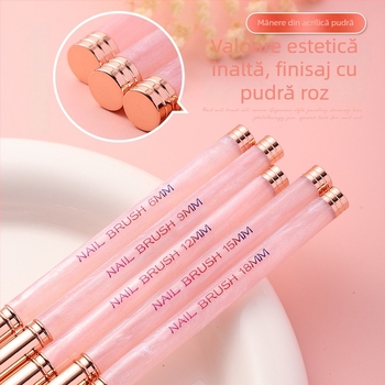 Stilou pentru trasat unghii, mâner din acrilic și tijă de rășină – set de 5 pensule