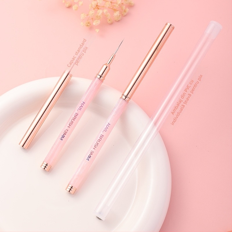 Stilou pentru trasat unghii, mâner din acrilic și tijă de rășină – set de 5 pensule