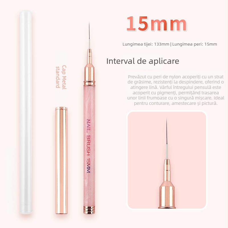 Stilou pentru trasat unghii, mâner din acrilic și tijă de rășină – set de 5 pensule