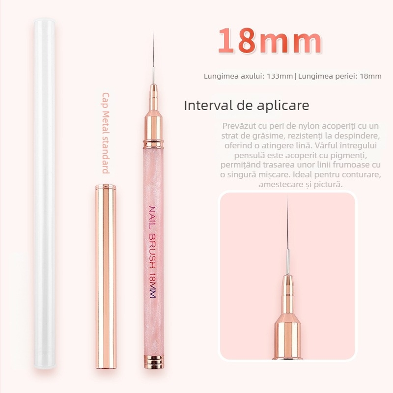 Stilou pentru trasat unghii, mâner din acrilic și tijă de rășină – set de 5 pensule
