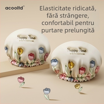 Șapcă de duș din EVA, 3D, impermeabilă pentru păr, rezistentă la ulei și fum, strat dublu îngroșat