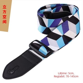 Curea de chitară reglabilă, cu logo imprimat, PU piele, poliester-bumbac, modelul 666-2