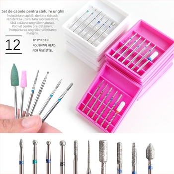 Set de capete pentru polisarea unghiilor – 6 bucăți, stil rus, pre-tratament și îndepărtarea cuticulei