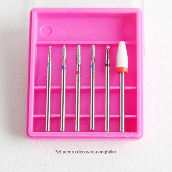 Set de capete pentru polisarea unghiilor – 6 bucăți, stil rus, pre-tratament și îndepărtarea cuticulei