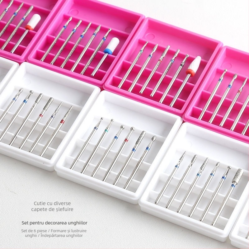 Set de capete pentru polisarea unghiilor – 6 bucăți, stil rus, pre-tratament și îndepărtarea cuticulei