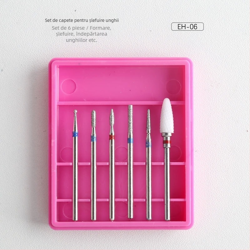 Set de capete pentru polisarea unghiilor – 6 bucăți, stil rus, pre-tratament și îndepărtarea cuticulei