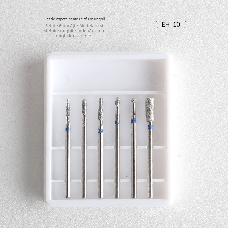 Set de capete pentru polisarea unghiilor – 6 bucăți, stil rus, pre-tratament și îndepărtarea cuticulei